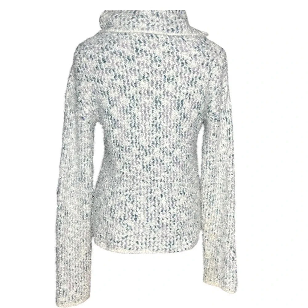 Tribal Jeans Womens Cowl Neck Textured Knit Sweater Green White Purple P/S 7200O